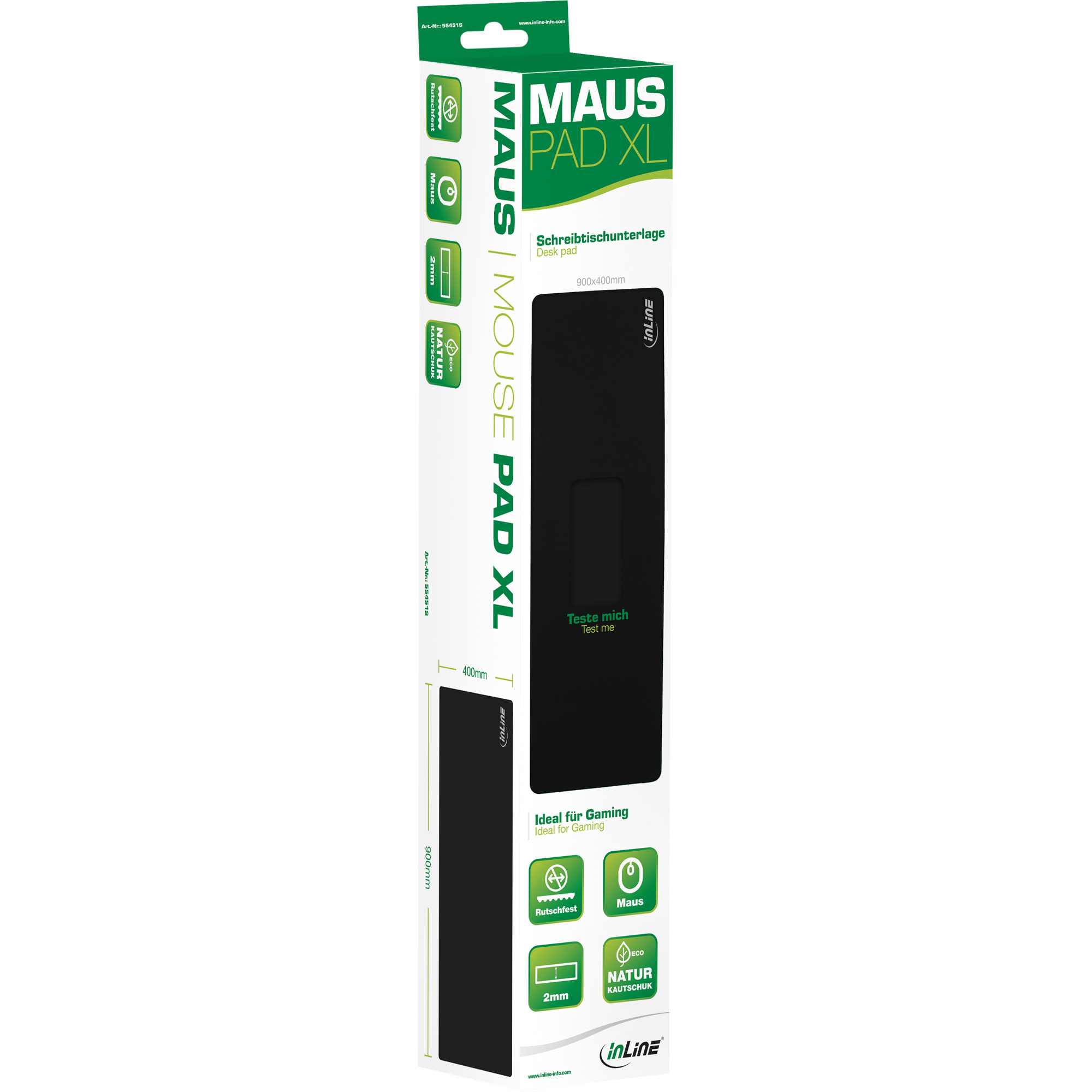 InLine® Maus-Pad XL Schreibtischunterlage, schwarz, 900x400x2mm, schwarz InLine® Maus-Pad XL Schreibtischunterlage, schwarz, 900x400x2mm, schwarz – Bild 4