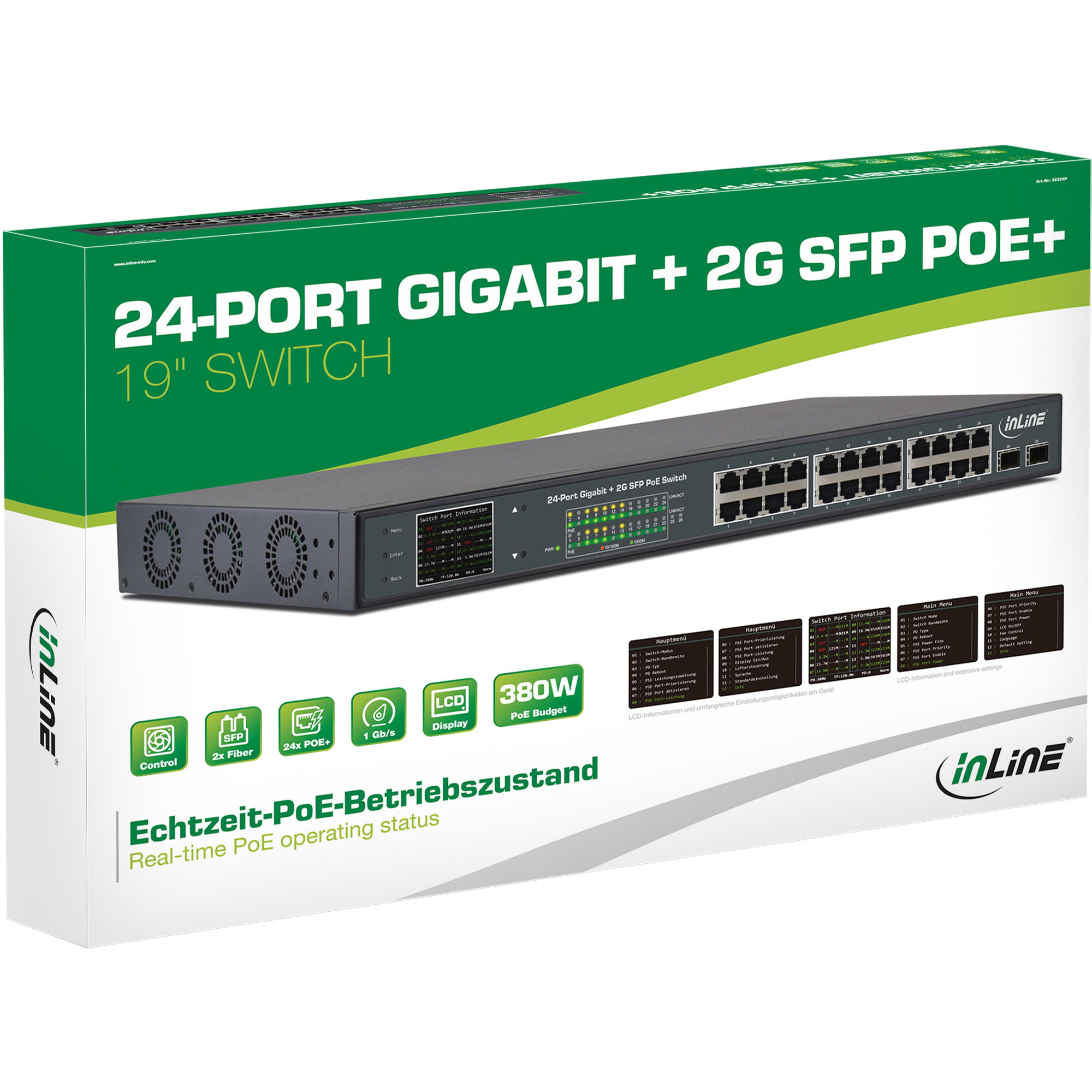PoE+ Gigabit Netzwerk Switch 24 Port1GBit/s2xSFP19" (Winkel enthalten) PoE+ Gigabit Netzwerk Switch 24 Port1GBit/s2xSFP19" (Winkel enthalten) – Bild 6