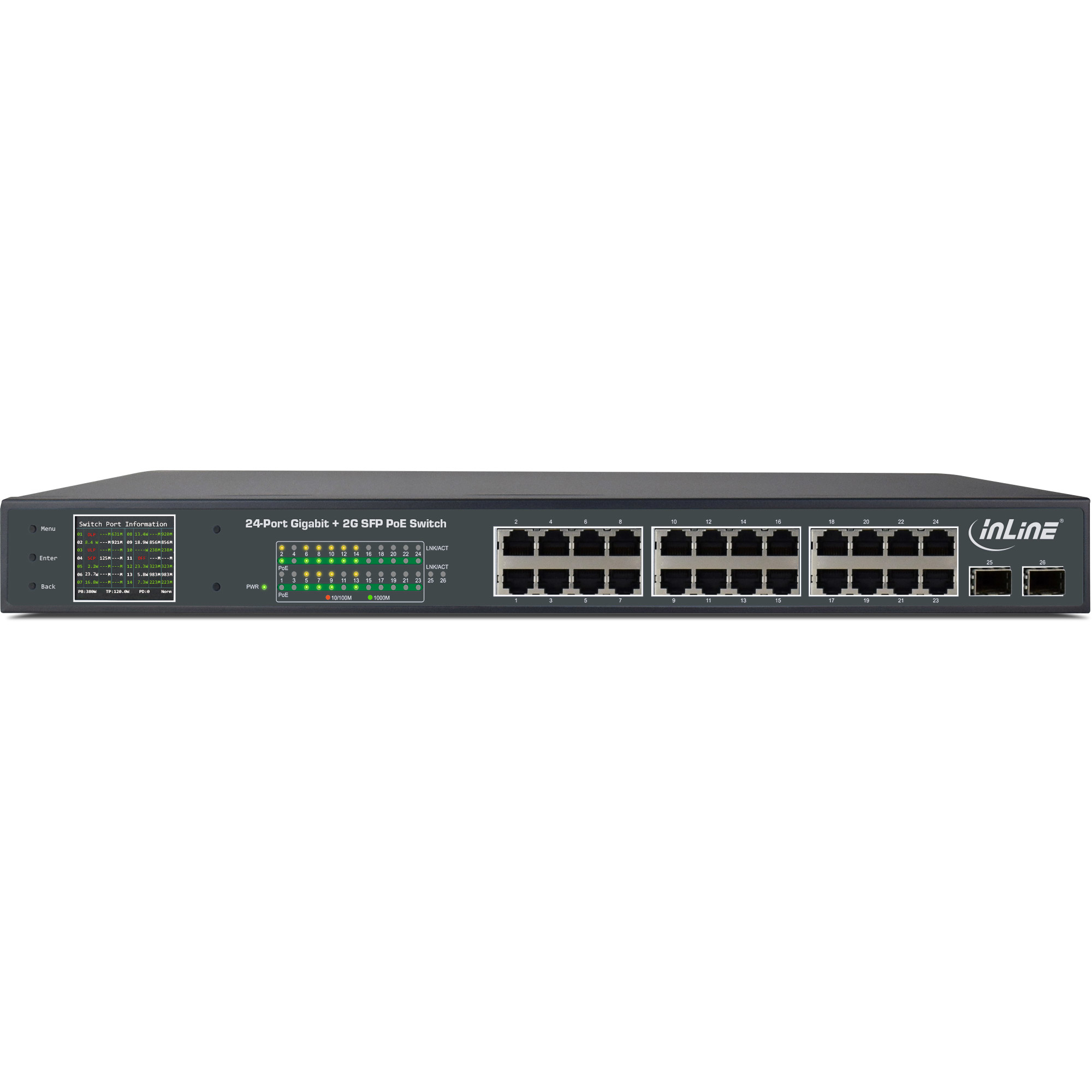 PoE+ Gigabit Netzwerk Switch 24 Port1GBit/s2xSFP19" (Winkel enthalten) PoE+ Gigabit Netzwerk Switch 24 Port1GBit/s2xSFP19" (Winkel enthalten) – Bild 2
