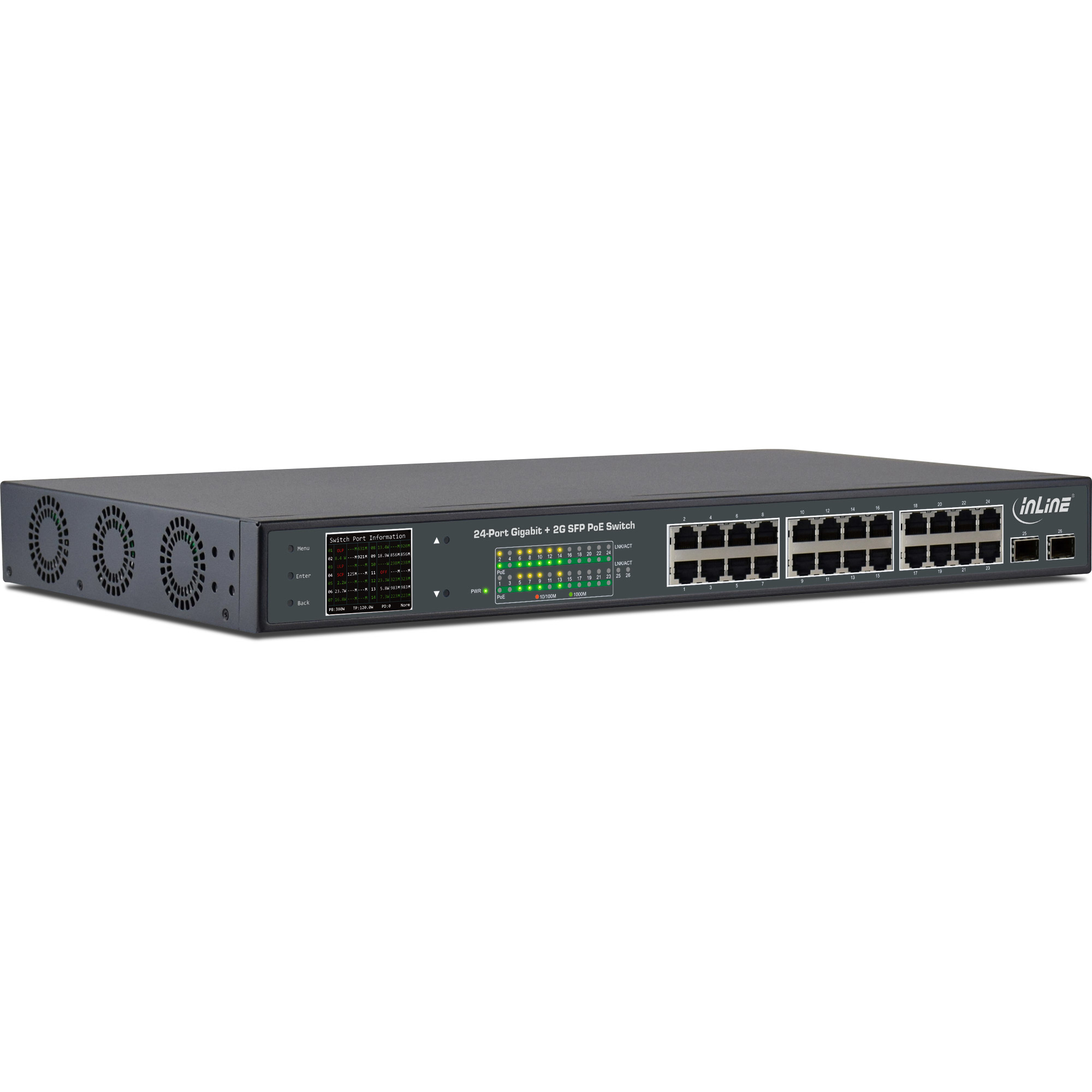PoE+ Gigabit Netzwerk Switch 24 Port1GBit/s2xSFP19" (Winkel enthalten) PoE+ Gigabit Netzwerk Switch 24 Port1GBit/s2xSFP19" (Winkel enthalten)