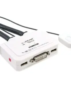 InLine® KVM Switch, 2-fach, DVI-D, USB, mit Audio, integr. Kabel