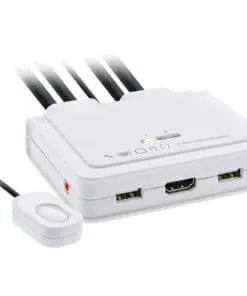 InLine® KVM Switch, 2-fach, USB-C + HDMI zu HDMI, 4K, mit Audio, integr. Kabel