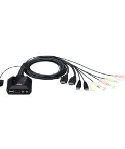 ATEN CS22H KVM-Switch 2-fach, HDMI 4K, USB, Audio, integrierte Kabel