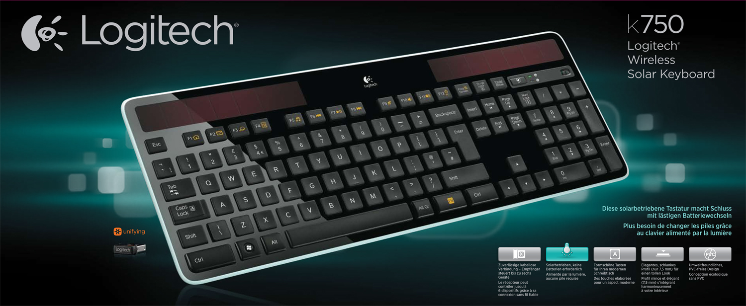 Logitech Wireless Solar Keyboard K750 schwarz Logitech Wireless Solar Keyboard K750 schwarz – Bild 3