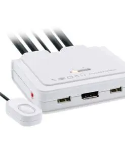InLine® KVM Switch, 2-fach, USB-C + DisplayPort zu DisplayPort 1.2, 4K, mit Audio, integr. Kabel