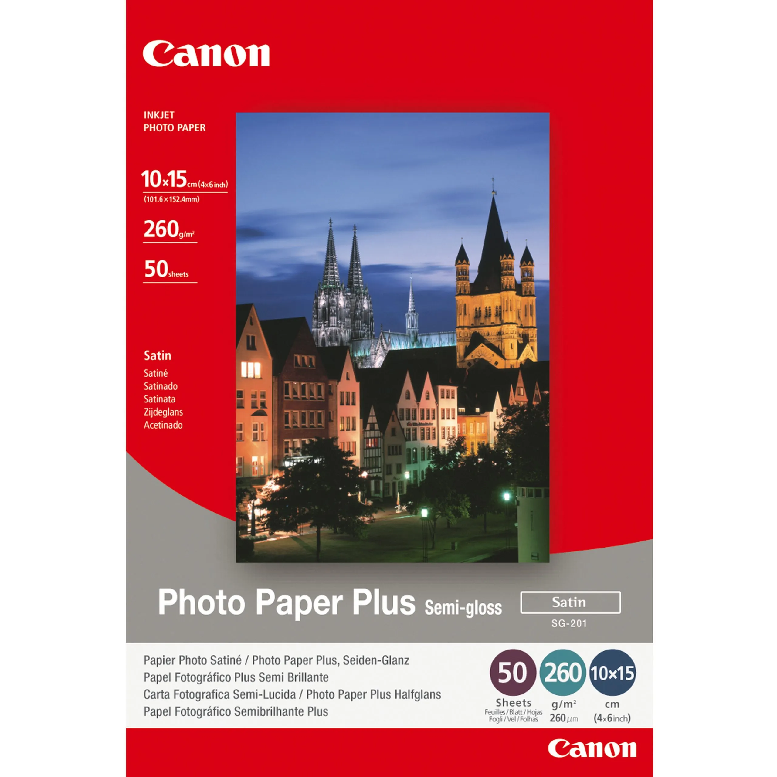 Canon SG-201 Fotopapier Plus Seidenglanz 10 x 15 cm - 50 Blatt Nutzen Sie das Fotopapier Plus SG-201 von Canon für Ihre besten Druckergebnisse.