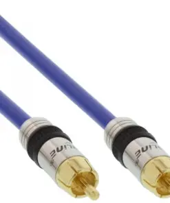 InLine® Cinch Kabel AUDIO, PREMIUM, vergoldete Stecker, 1x Cinch Stecker / Stecker, 2m, blau
