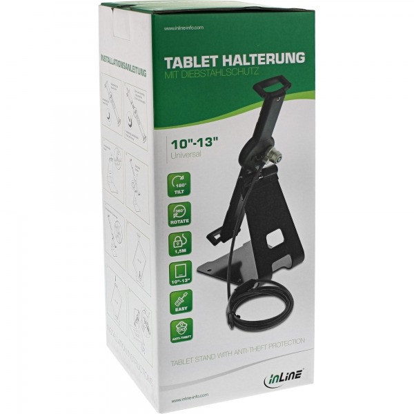 InLine® Tablet Halter universell 10"-13" mit Sicherheitsschloss 1,5m, mit Schlüssel, weiß, weiß InLine® Tablet Halter universell 10"-13" mit Sicherheitsschloss 1,5m, mit Schlüssel, weiß, weiß – Bild 7