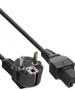 InLine® Netzkabel, Schutzkontakt gewinkelt auf Warmgerätestecker C15 gerade, schwarz, 5m, schwarz