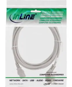 Alternative view of InLine® Netzkabel, Schutzkontakt gewinkelt auf Kaltgerätestecker C13, 1,5m, grau, grau