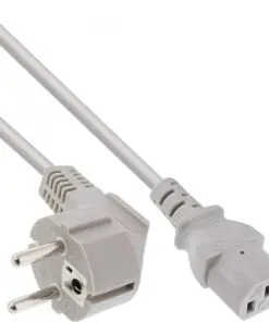 InLine® Netzkabel, Schutzkontakt gewinkelt auf Kaltgerätestecker C13, 1,5m, grau, grau