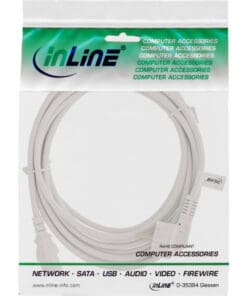 Alternative view of InLine® Netzkabel, Schutzkontakt gewinkelt auf Kaltgerätestecker C13, 5m, weiß, weiß