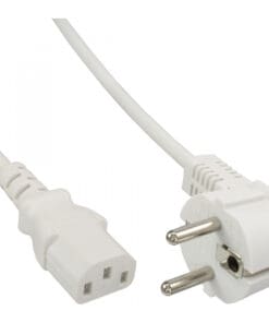 InLine® Netzkabel, Schutzkontakt gewinkelt auf Kaltgerätestecker C13, 1,8m, weiß, weiß