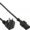 InLine® Netzkabel, Schutzkontakt gewinkelt auf Kaltgerätestecker C13 gewinkelt, 1,8m, grau