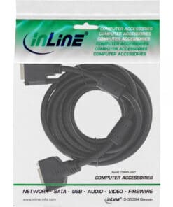Alternative view of InLine® DVI-D, Dual Link 24+1 Stecker auf 24+1 Buchse, 2 Ferrite, 5m, schwarz