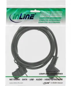 Alternative view of InLine® Netzkabel, Schutzkontakt gewinkelt auf Kaltgerätestecker C13 links abgewinkelt, 1m
