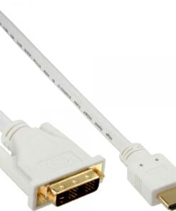 InLine® HDMI-DVI Kabel, weiß / gold, HDMI Stecker auf DVI 18+1 Stecker, 3m, weiß
