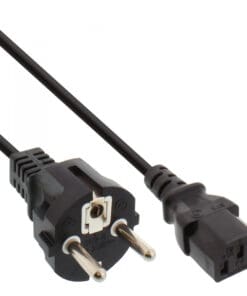InLine® Netzkabel, Schutzkontakt gerade auf Kaltgerätestecker C13, 5m, schwarz, schwarz