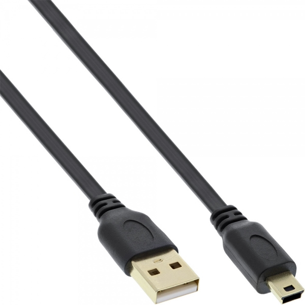 InLine® USB 2.0 Flachkabel, USB A Stecker an Mini-B Stecker (5pol.), schwarz, 5m, schwarz InLine® USB 2.0 Flachkabel, USB A Stecker an Mini-B Stecker (5pol.), schwarz, 5m, schwarz