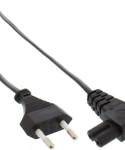 InLine® Netzkabel, Netzstecker auf Euro 8 C7 Stecker, gewinkelt, 2,0m, schwarz