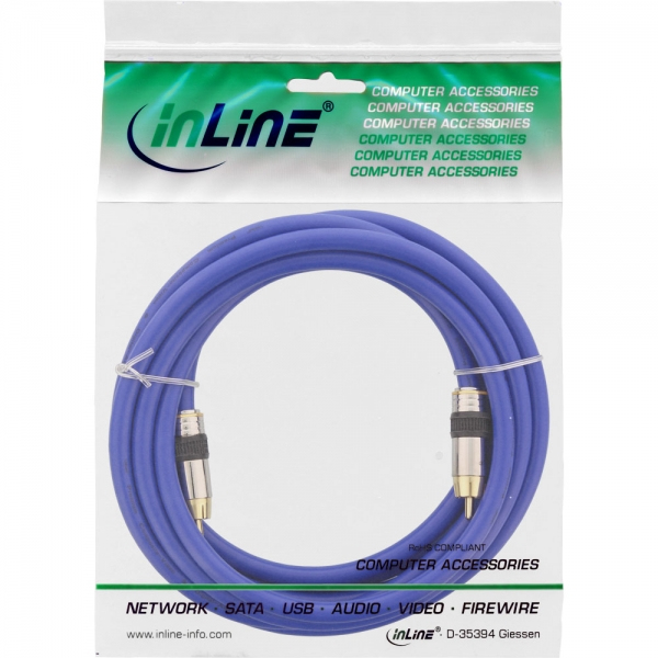 InLine® Cinch Kabel VIDEO & digital AUDIO, PREMIUM, vergoldete 1x Cinch Stecker / 3m, blau InLine® Cinch Kabel VIDEO & digital AUDIO, PREMIUM, vergoldete 1x Cinch Stecker / 3m, blau – Bild 2