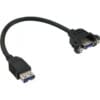 InLine® Audio Adapterkabel zum Einbau 1x mit Gewinde, 3,5mm Stereo Buchse/Buchse, 0,2m