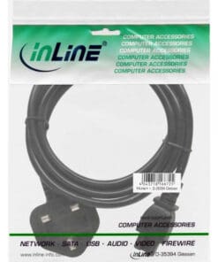 Alternative view of InLine® Netzkabel für Notebook, England, 3pol Kupplung, 2m, schwarz