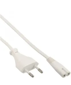 InLine® Netzkabel, Netzstecker auf Euro 8 C7 Stecker, weiß, 1,5m, weiß