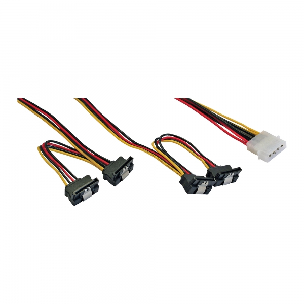 InLine® Strom Y-Kabel intern, 1x 13,34cm (5,25") an 4x 15pol SATA gewinkelt mit Lasche, 40+55cm InLine® Strom Y-Kabel intern, 1x 13,34cm (5,25") an 4x 15pol SATA gewinkelt mit Lasche, 40+55cm