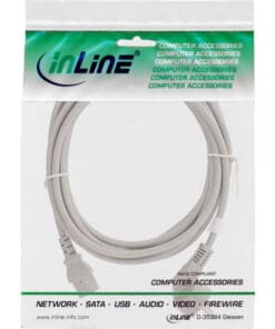 Alternative view of InLine® Netzkabel, Schutzkontakt gewinkelt auf Kaltgerätestecker C13, 2m, grau, grau