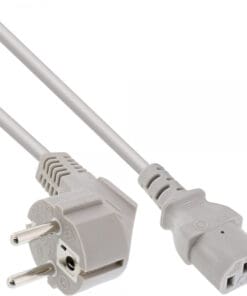 InLine® Netzkabel, Schutzkontakt gewinkelt auf Kaltgerätestecker C13, 2m, grau, grau