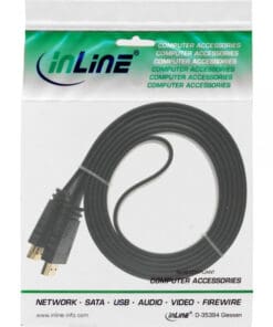 Alternative view of InLine® HDMI Flachkabel, HDMI-High Speed mit Ethernet, verg. Kontakte, schwarz, 7,5m, schwarz