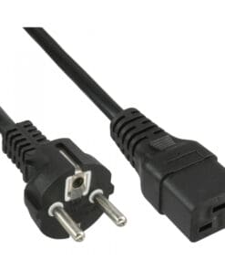 Netzkabel 16A, Schutzkontakt gerade auf Kaltgerätestecker IEC320/C19, 1,5m, schwarz