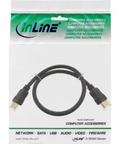 Alternative view of InLine® HDMI Kabel, HDMI-High Speed mit Ethernet, Premium, Stecker / schwarz / gold, 1,5m, schwarz