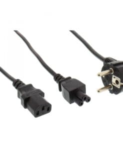 InLine® Netz-Y-Kabel, 1x Schutzkontaktstecker zu Kaltgeräte- & Notebookstecker, 2m, schwarz