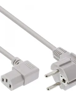 InLine® Netzkabel, Schutzkontakt gewinkelt auf Kaltgerätestecker C13 gewinkelt, 1,8m, grau, grau