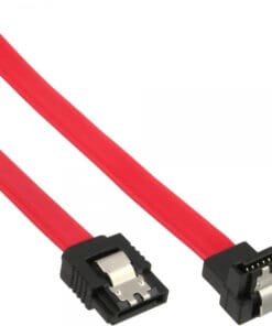 InLine® SATA Anschlusskabel abgewinkelt, mit Sicherheitslasche, 0,15m, rot