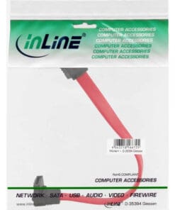 Alternative view of InLine® SATA Anschlusskabel abgewinkelt, mit Sicherheitslasche, 0,15m, rot