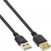 InLine® USB 2.0 Flachkabel Verlängerung, A Stecker / Buchse, schwarz, Kontakte gold, 3m, schwarz