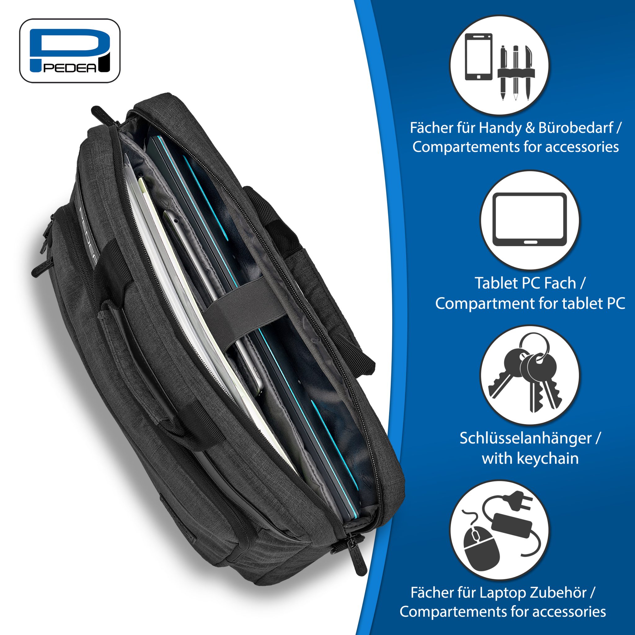 PEDEA Laptoptasche URBAN compact 39,6cm (15,6"), grau PEDEA Laptoptasche URBAN compact 39,6cm (15,6"), grau – Bild 2