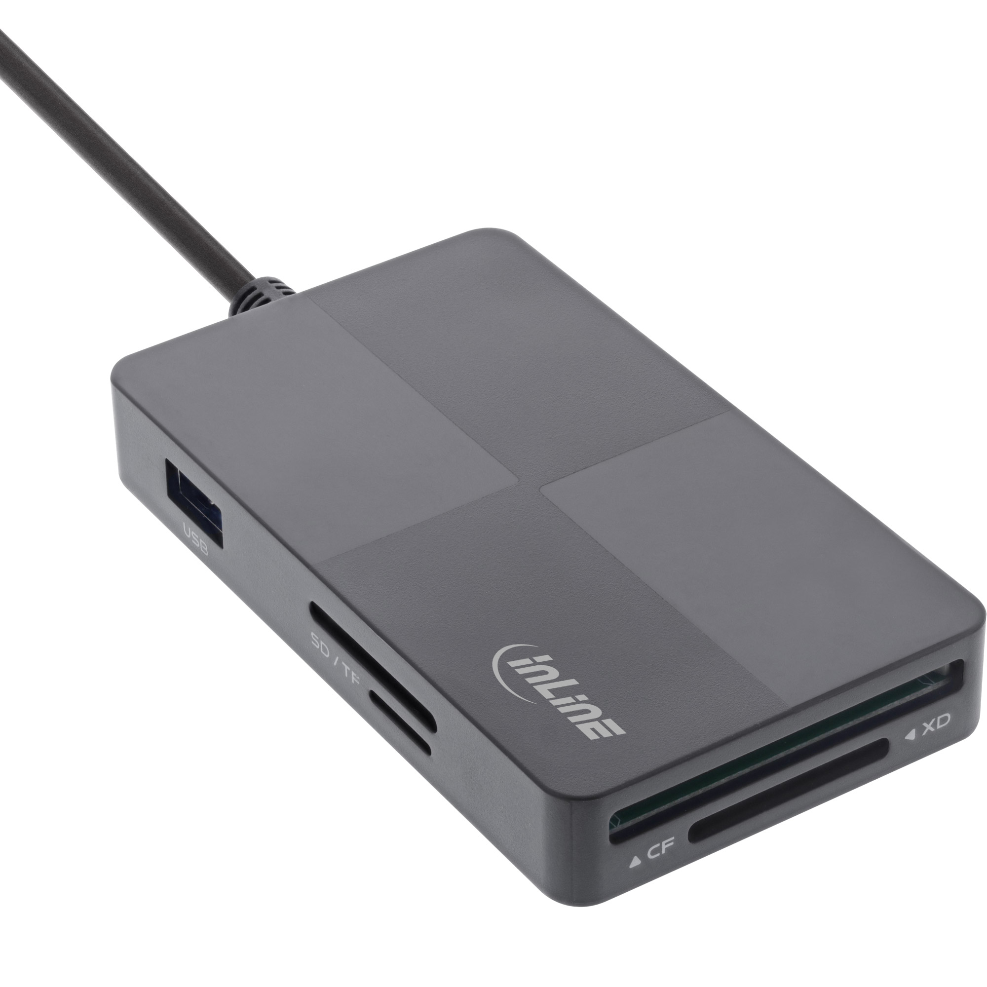 InLine® USB 3.2 Multi Cardreader Hub, SD/TF/MS/XD/CF, 3-Port USB-A, Dual InLine® USB 3.2 Multi Cardreader Hub, SD/TF/MS/XD/CF, 3-Port USB-A, Dual