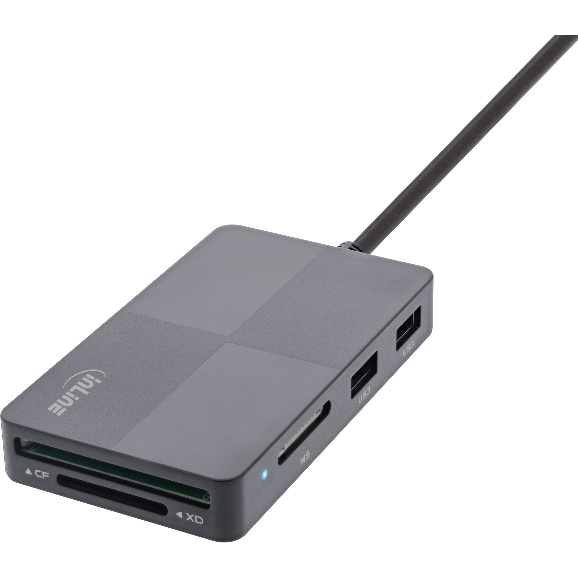 InLine® USB 3.2 Multi Cardreader Hub, SD/TF/MS/XD/CF, 3-Port USB-A, Dual InLine® USB 3.2 Multi Cardreader Hub, SD/TF/MS/XD/CF, 3-Port USB-A, Dual – Bild 2