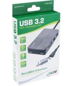 InLine® USB 3.2 Multi Cardreader Hub, SD/TF/MS/XD/CF, 3-Port USB-A, Dual InLine® USB 3.2 Multi Cardreader Hub, SD/TF/MS/XD/CF, 3-Port USB-A, Dual – Bild 6