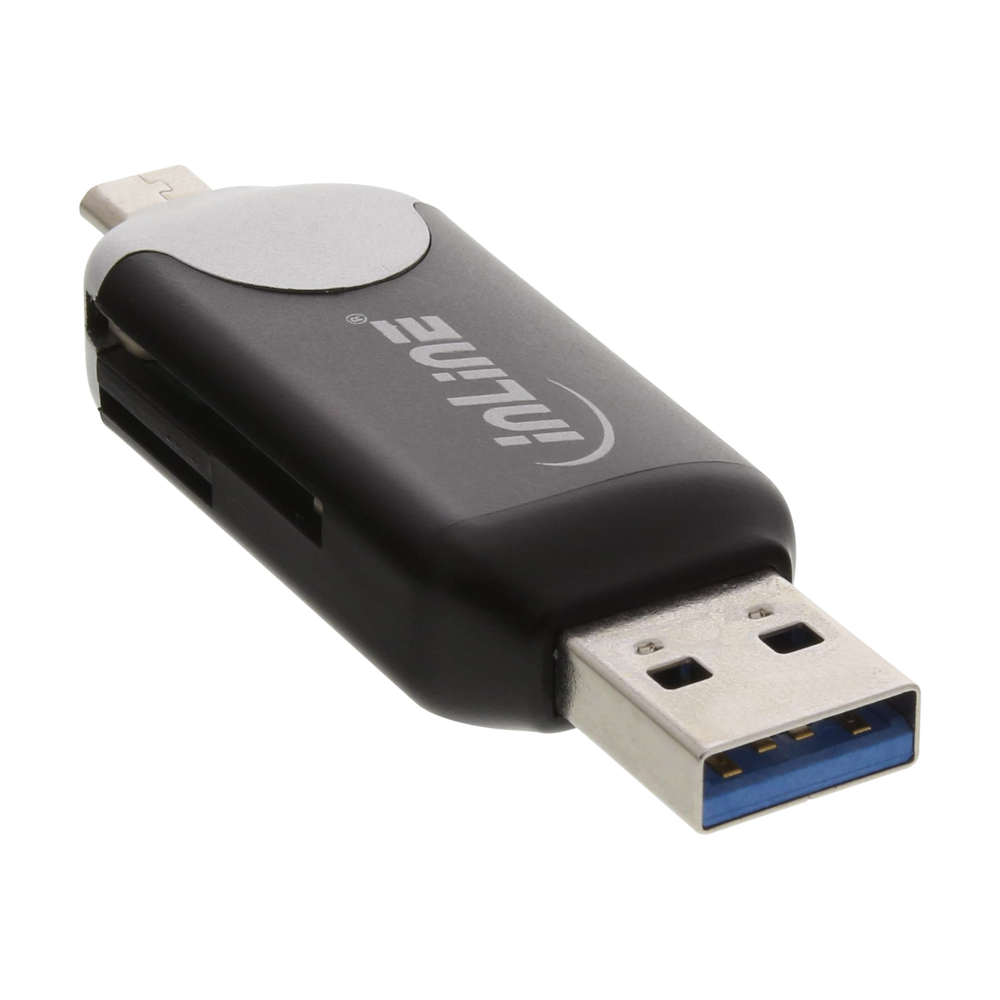 InLine® USB3.0 Dual Cardreader, USB A und Micro-USB 2.0 für SDXC und microSDXC, Android (OTG) und PC InLine® USB3.0 Dual Cardreader, USB A und Micro-USB 2.0 für SDXC und microSDXC, Android (OTG) und PC