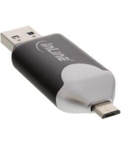 Alternative view of InLine® USB3.0 Dual Cardreader, USB A und Micro-USB 2.0 für SDXC und microSDXC, Android (OTG) und PC