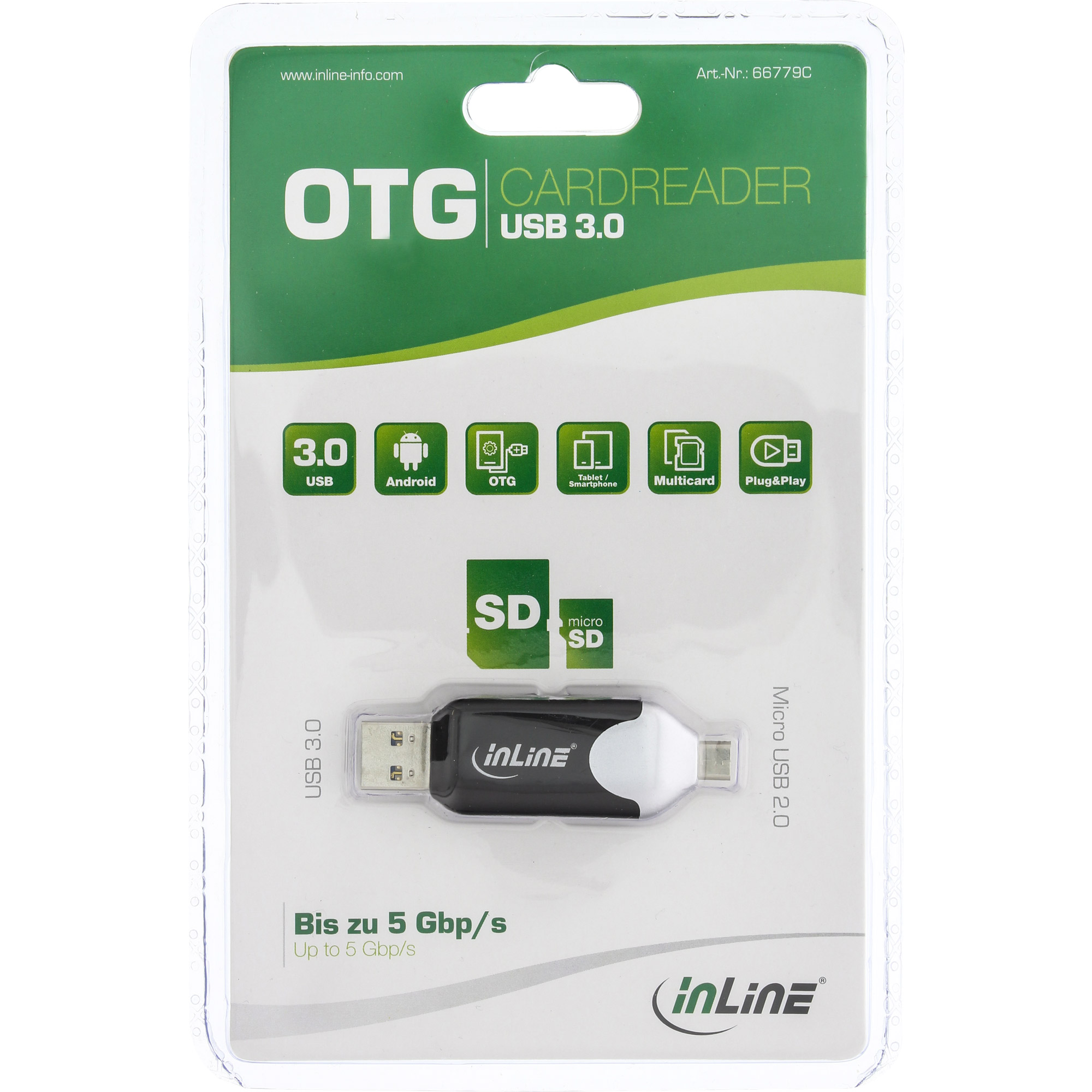 InLine® USB3.0 Dual Cardreader, USB A und Micro-USB 2.0 für SDXC und microSDXC, Android (OTG) und PC InLine® USB3.0 Dual Cardreader, USB A und Micro-USB 2.0 für SDXC und microSDXC, Android (OTG) und PC – Bild 3