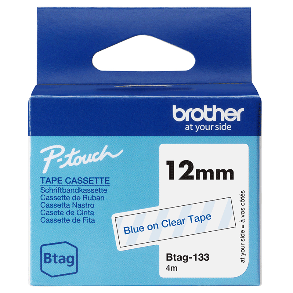 Brother Schriftband BTAG-133 Blau auf Transparent 12 mm x 4 m Brother Schriftband BTAG-133 Blau auf Transparent 12 mm x 4 m