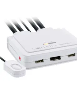 InLine® KVM Switch, 2-fach, Displayport 1.2, 4K, USB, mit Audio, integr. Kabel