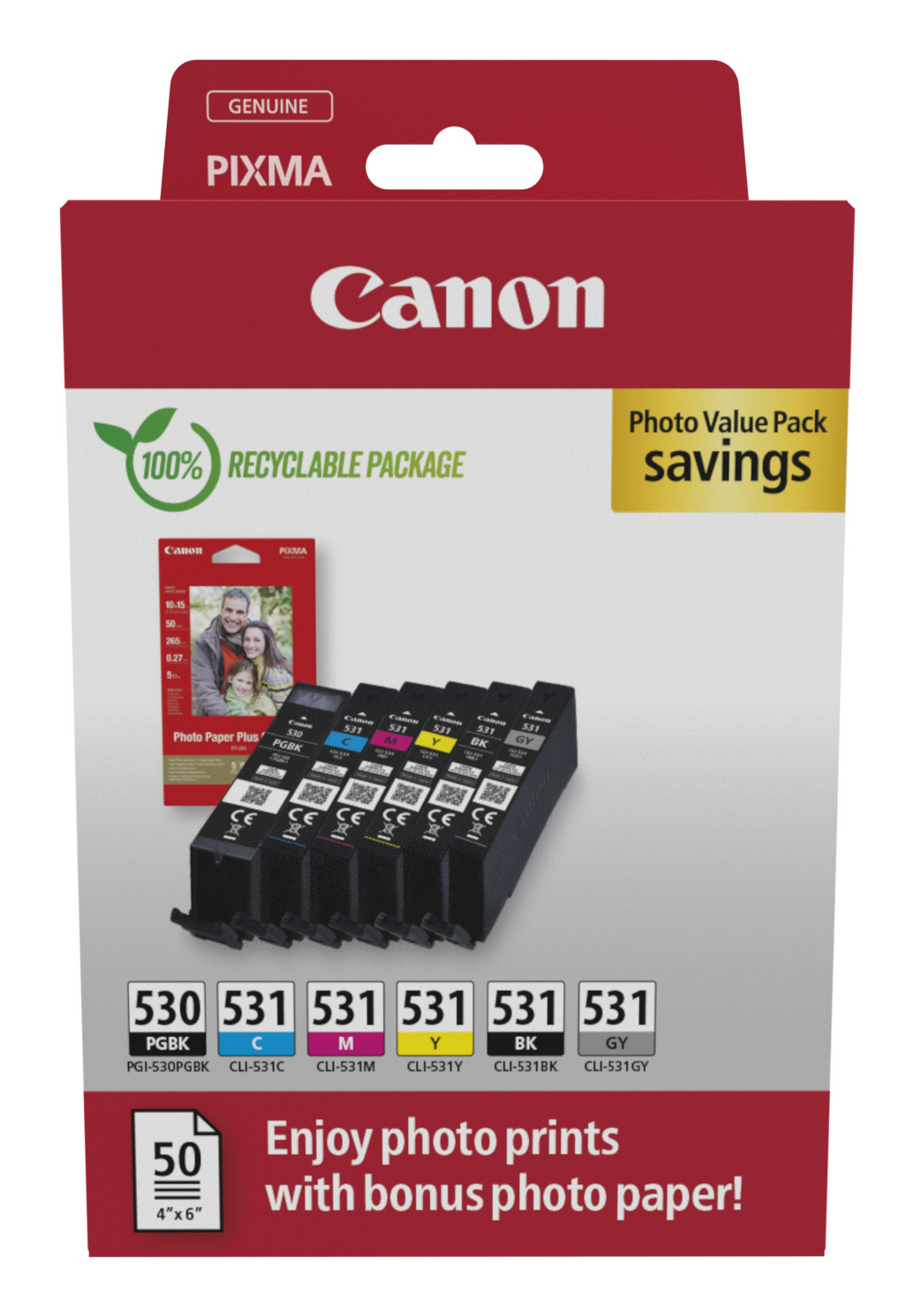 Canon PGI530 + CLI531PGBK + PP201 Pixma MG Tinte+ Fotopapier Canon PGI530 + CLI531PGBK + PP201 Pixma MG Tinte+ Fotopapier