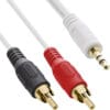 Cinch/Klinke Kabel, 2x Cinch Stecker an 3,5mm Klinke Stecker / gold, 1,5m